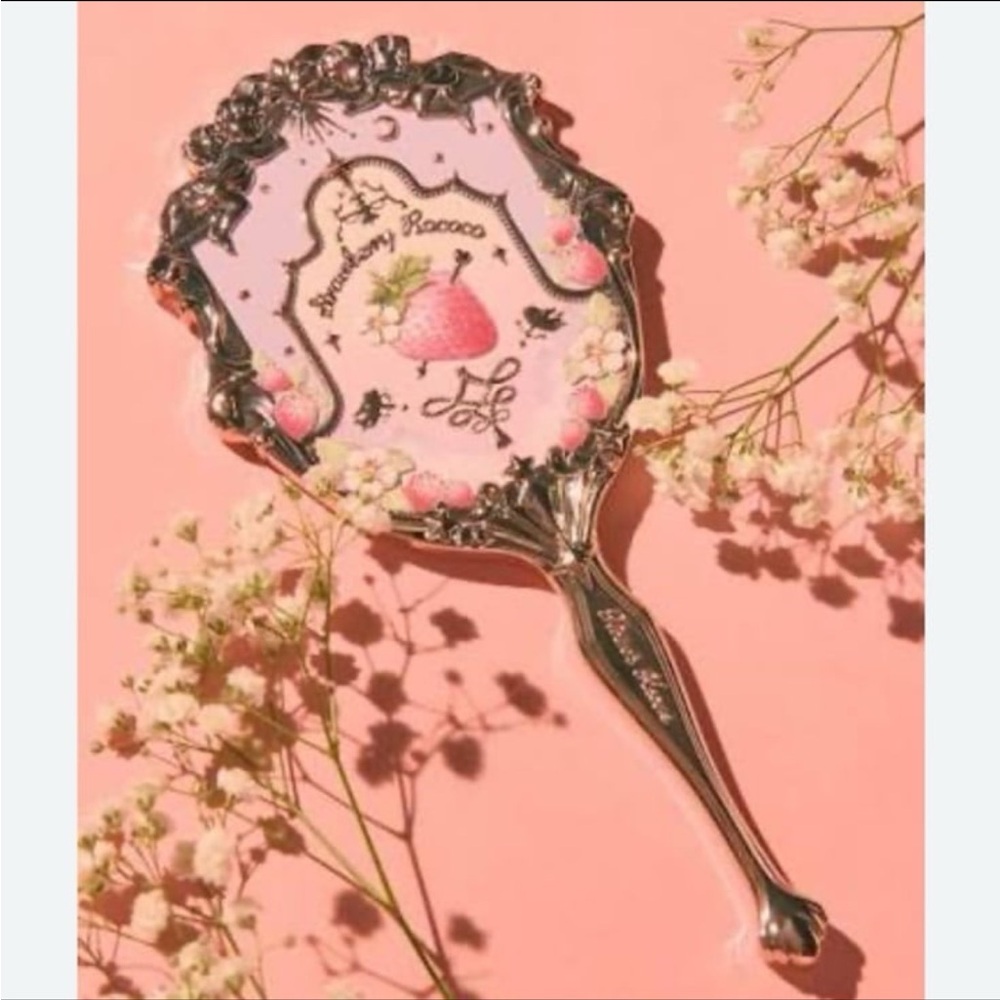 Flower Knows Strawberry Rococo Handheld Makeup Beauty Mirror Pink BNIB - Picture 11 of 13